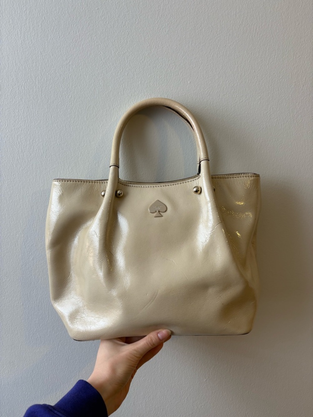 kate spade Cream Patent Leather Small Top-Handle Tote
